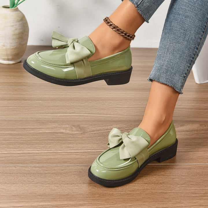 Damen Loafer mit Karo‑Muster und Schleifenapplikation Mune Fashion
