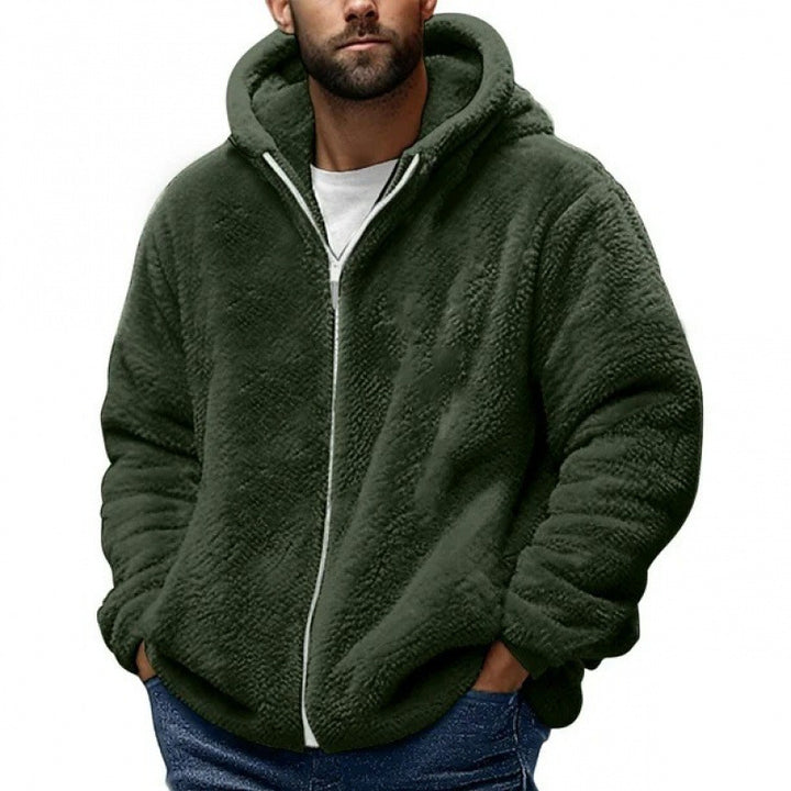Men's Cozy Teddy Fleece Zip-Up Hoodie with Oversized Fit Mune Fashion