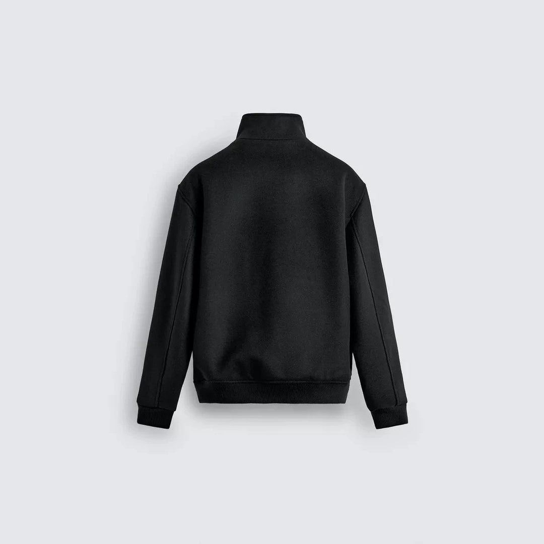 Men's short wool bomber jacket with high stand-up collar and patch flap pockets Mune Fashion