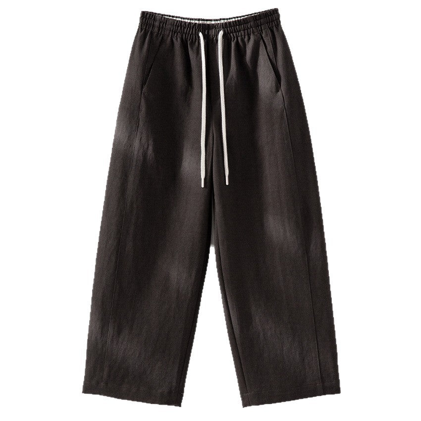 Women's Loose High-Waist Linen Mix Pants with Elastic Waistband and Drawstring Mune Fashion