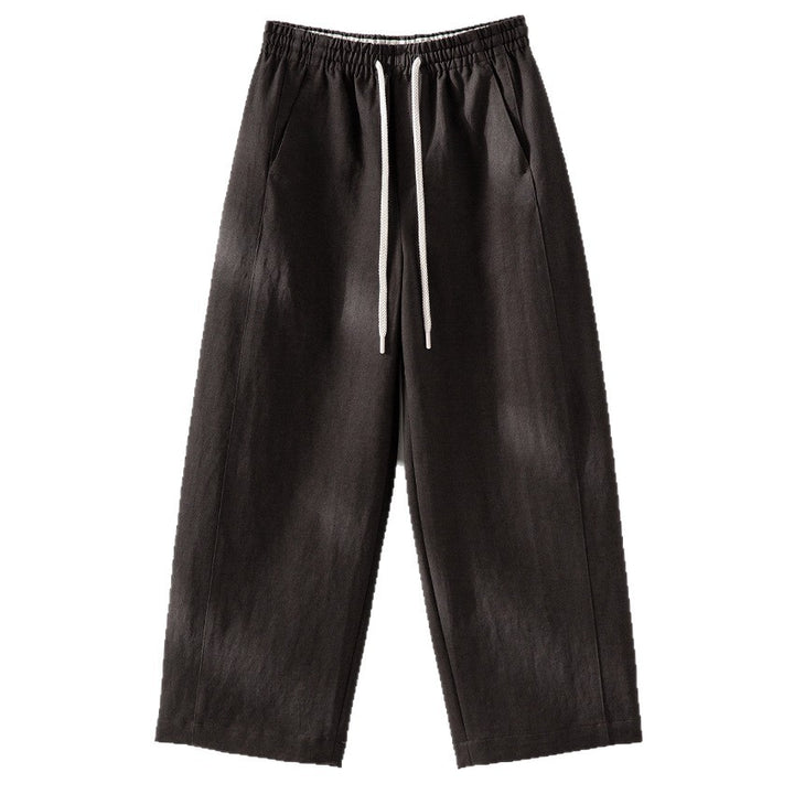 Women's Loose High-Waist Linen Mix Pants with Elastic Waistband and Drawstring Mune Fashion