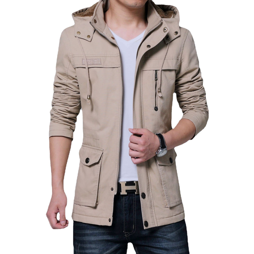 Men's Canvas Utility Parka with Hood and Teddy Lining Mune Fashion