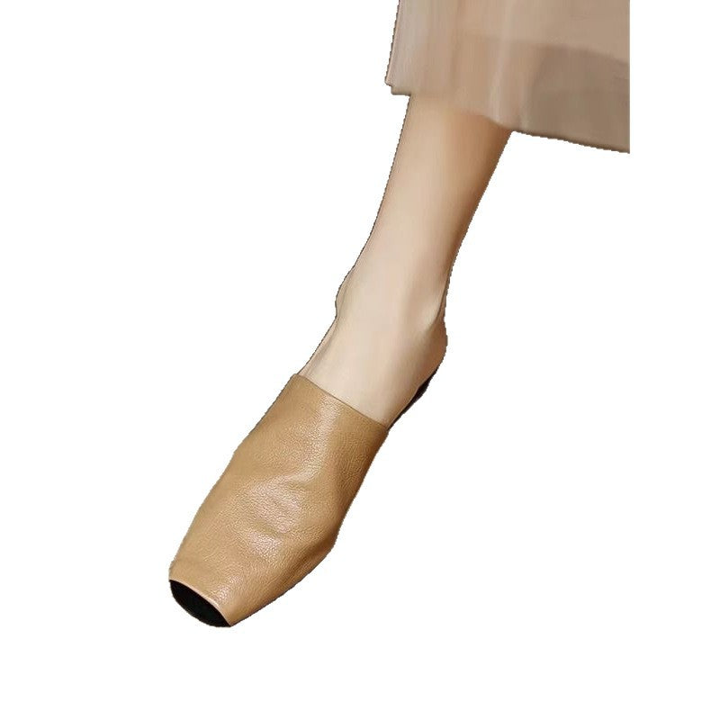 Women's Minimalist Square Toe Mules in Smooth Leather Mune Fashion