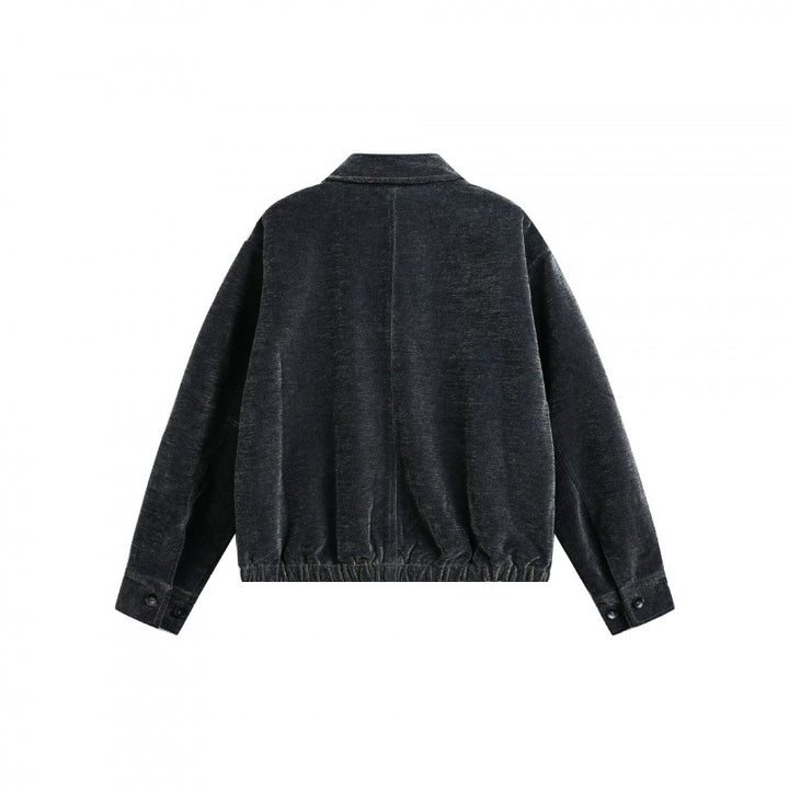 Men's short jacket made of teddy fleece with shirt collar, zipper, and elastic hem Mune Fashion