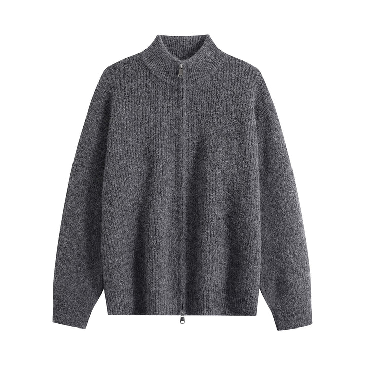 Women's Oversized Cardigan with Round Neck, Ribbed Hem & Contrast Buttons Mune Fashion