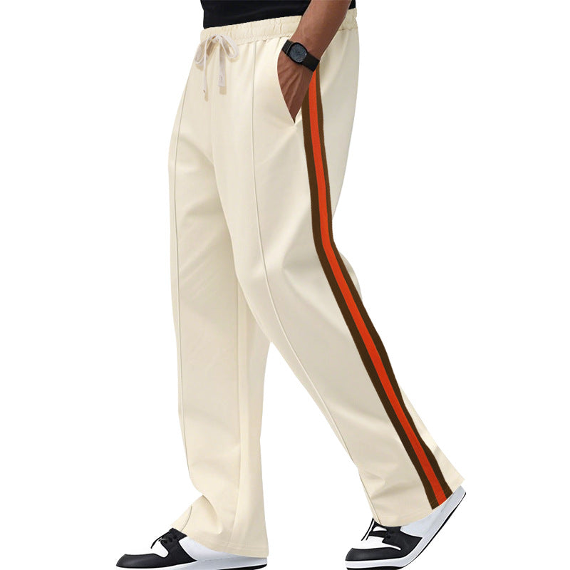 Men's loosely falling casual chinos with side contrast stripe and drawstring waistband Mune Fashion