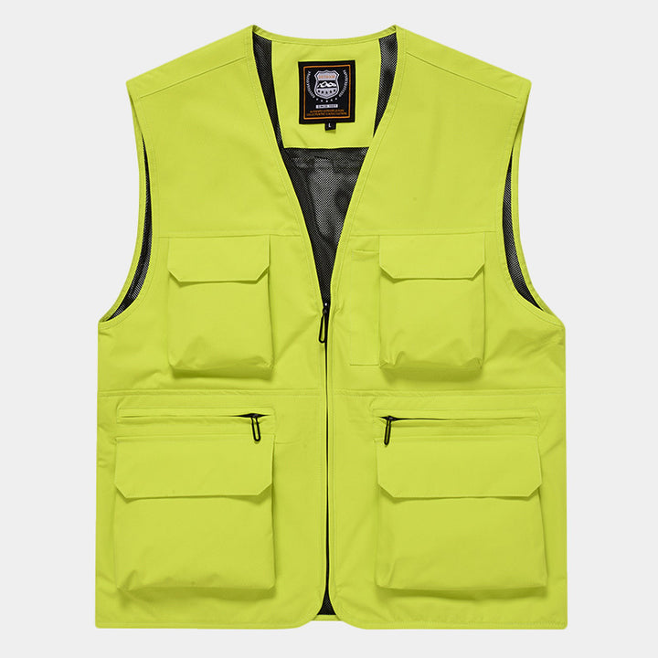Men's Multifunctional Utility Vest with Mesh Lining and Multiple Front Pockets Mune Fashion