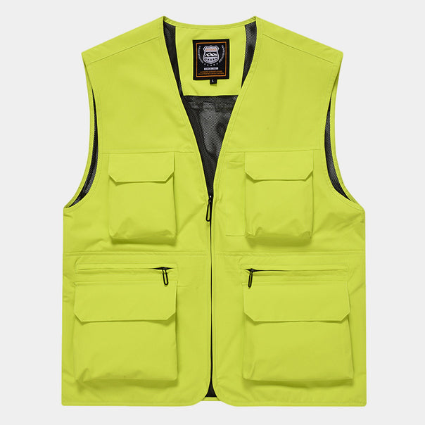 Men's Multifunctional Utility Vest made of technical canvas with mesh lining and front zipper Mune Fashion