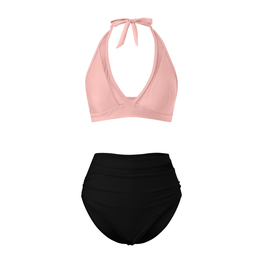 Women's High-Waisted Swimwear Set with Stylish Halter Top Mune Fashion