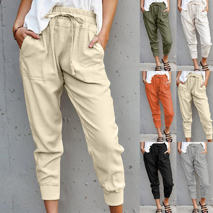 Women's jogging pants with elastic waistband, drawstring and leg cuffs Mune Fashion