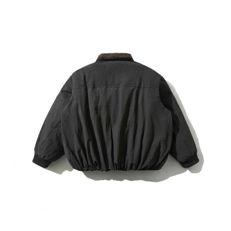 Men's Padded Bomber Jacket with Teddy Collar, Flap Pockets and Elastic Hem Mune Fashion