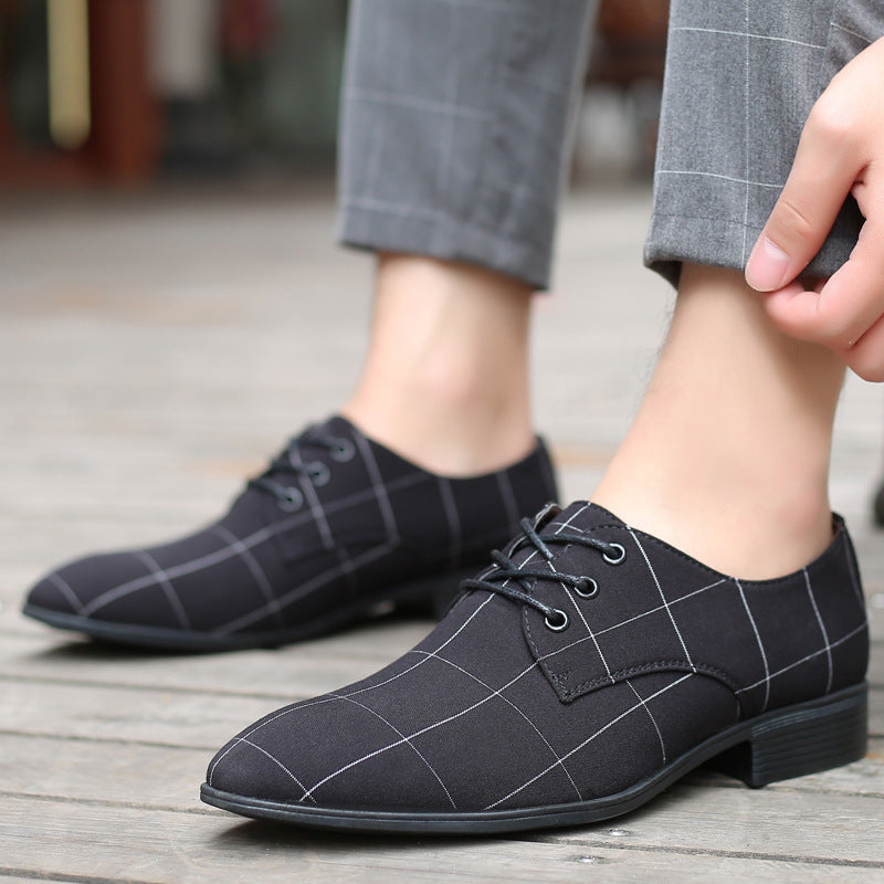 Men's elegant check-patterned derby shoe with narrow pointed shape Mune Fashion