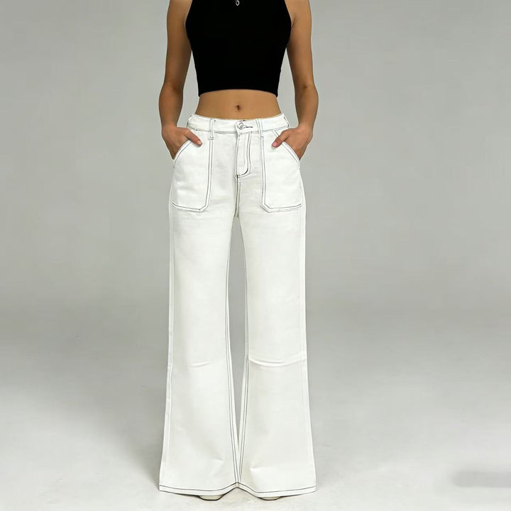 Women high-waisted Relaxed jeans with straight leg and patch front pockets Mune Fashion