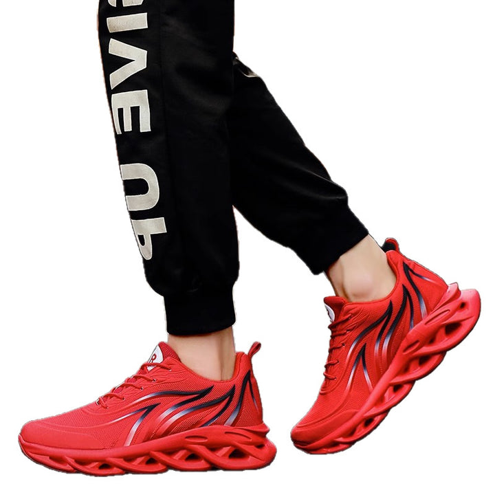 Men's futuristic wave sole sneakers with breathable knit upper Mune Fashion