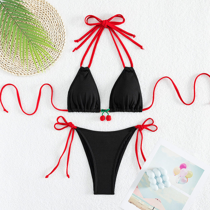 Ladies triangle bikini with playful ties and fruity detail Mune Fashion