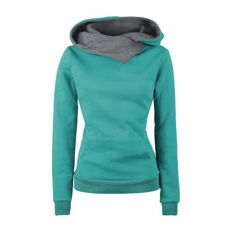 Women's Tailored Hoodie with Overlapping Shawl Collar and Kangaroo Pocket Mune Fashion