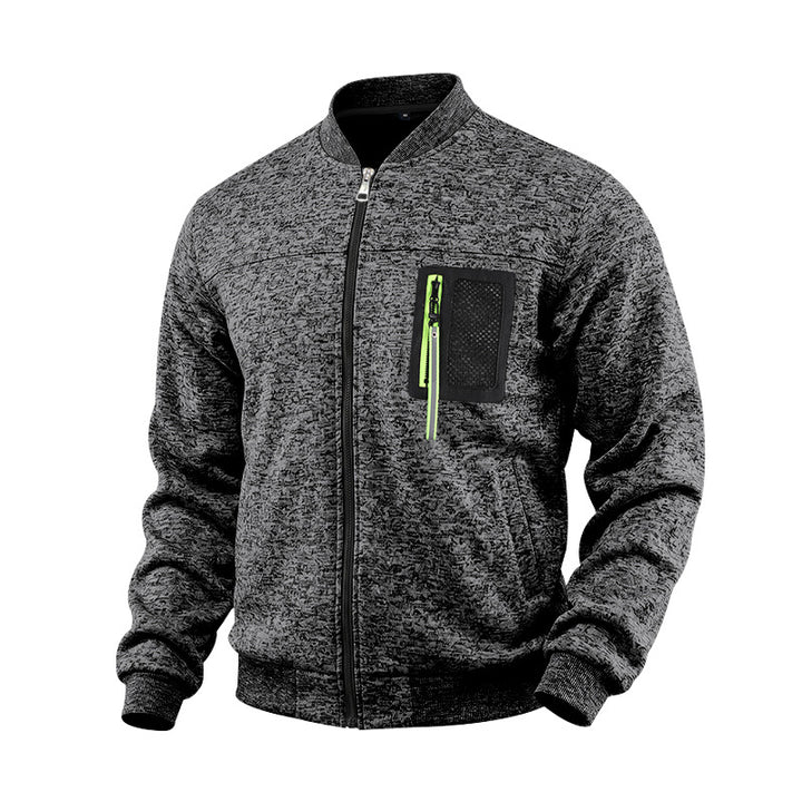 Men's mottled bomber jacket with zipper chest pocket and ribbed cuffs Mune Fashion