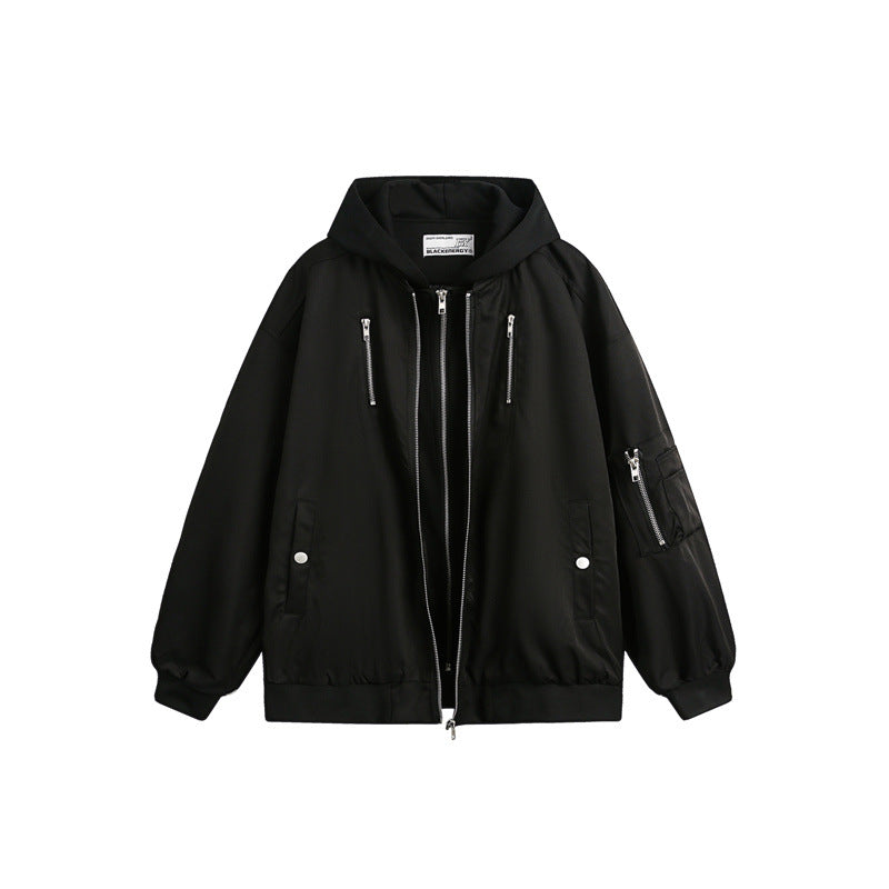 Unisex Boxy Bomber Jacket with integrated hood layer and multifunctional pockets Mune Fashion