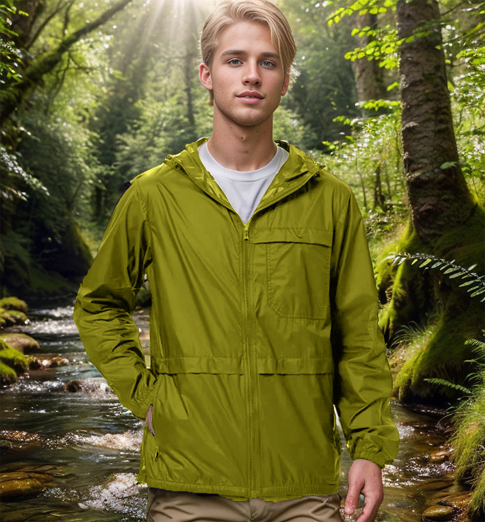 Men's Lightweight Breathable Outdoor Windbreaker with Hood and Zipper Mune Fashion