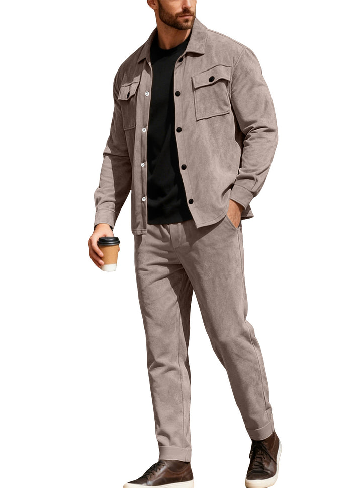Men's Nan Shirt Jacket with Flap Pockets and Straight Cut Chino Pants Mune Fashion