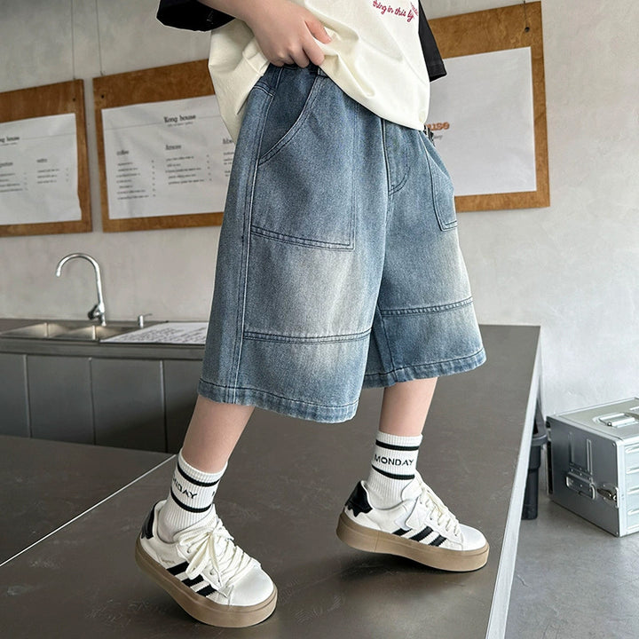 Boys casual cargo shorts made of durable denim Mune Fashion