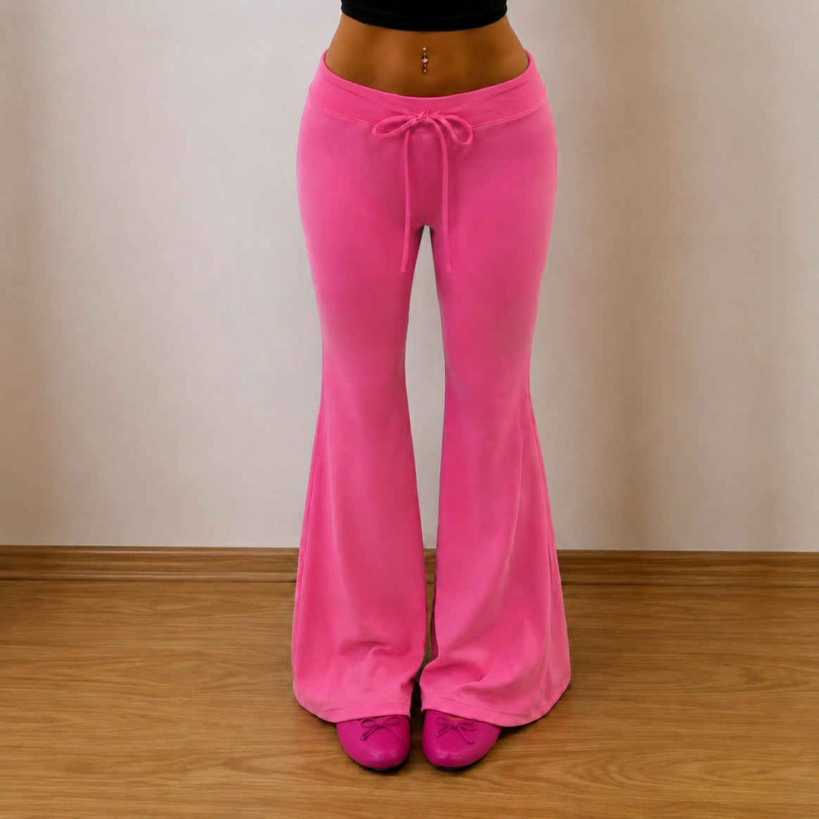 Women's flared trousers with drawstring and stretch jersey Mune Fashion