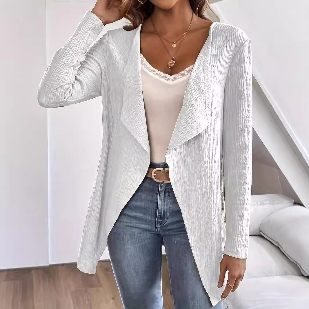 Ladies waterfall blazer made of crinkle structure, lightweight and open Mune Fashion