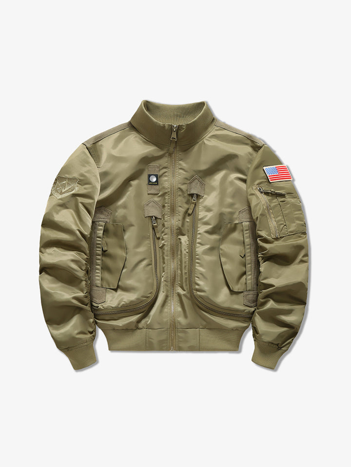Men's military style flight bomber jacket with multifunctional pockets Mune Fashion