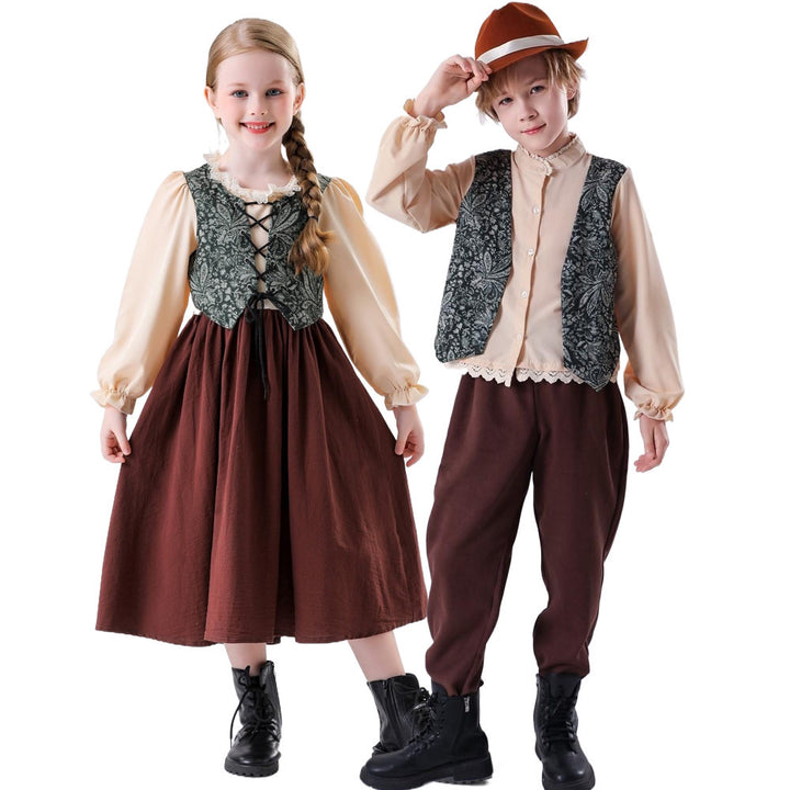 Unisex children's vest in vintage brocade style with floral jacquard pattern Mune Fashion