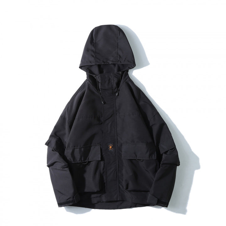 Unisex Loose-Fitting Utility Softshell Jacket with Hood and Multiple Pockets Mune Fashion