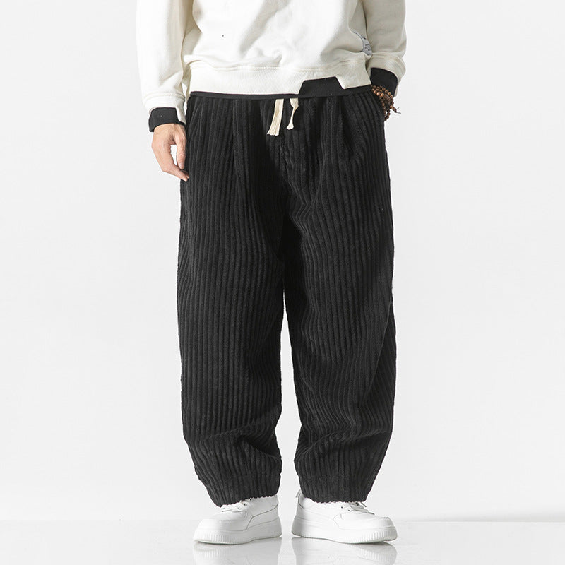 Men's loose cut corduroy pants with wide ribs and drawstring waistband Mune Fashion