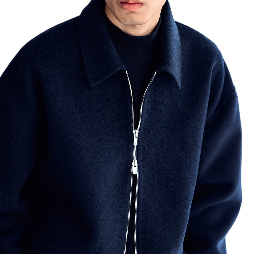 Men's wool jacket with zipper and loose fit Mune Fashion
