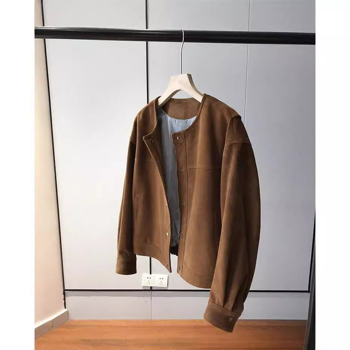 Women Fashionable and Casual Suede Jacket Mune Fashion