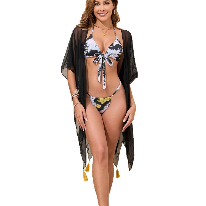 Women’s bathrobe and bikini set with trendy tassels Mune Fashion