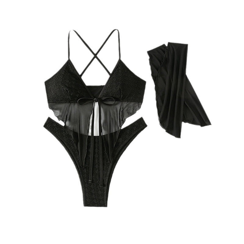 Women's Bikini Set with Transparent Top and Elegant Ruffle Details Mune Fashion
