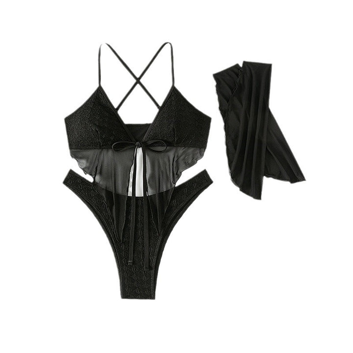 Women's Bikini Set with Transparent Top and Elegant Ruffle Details Mune Fashion