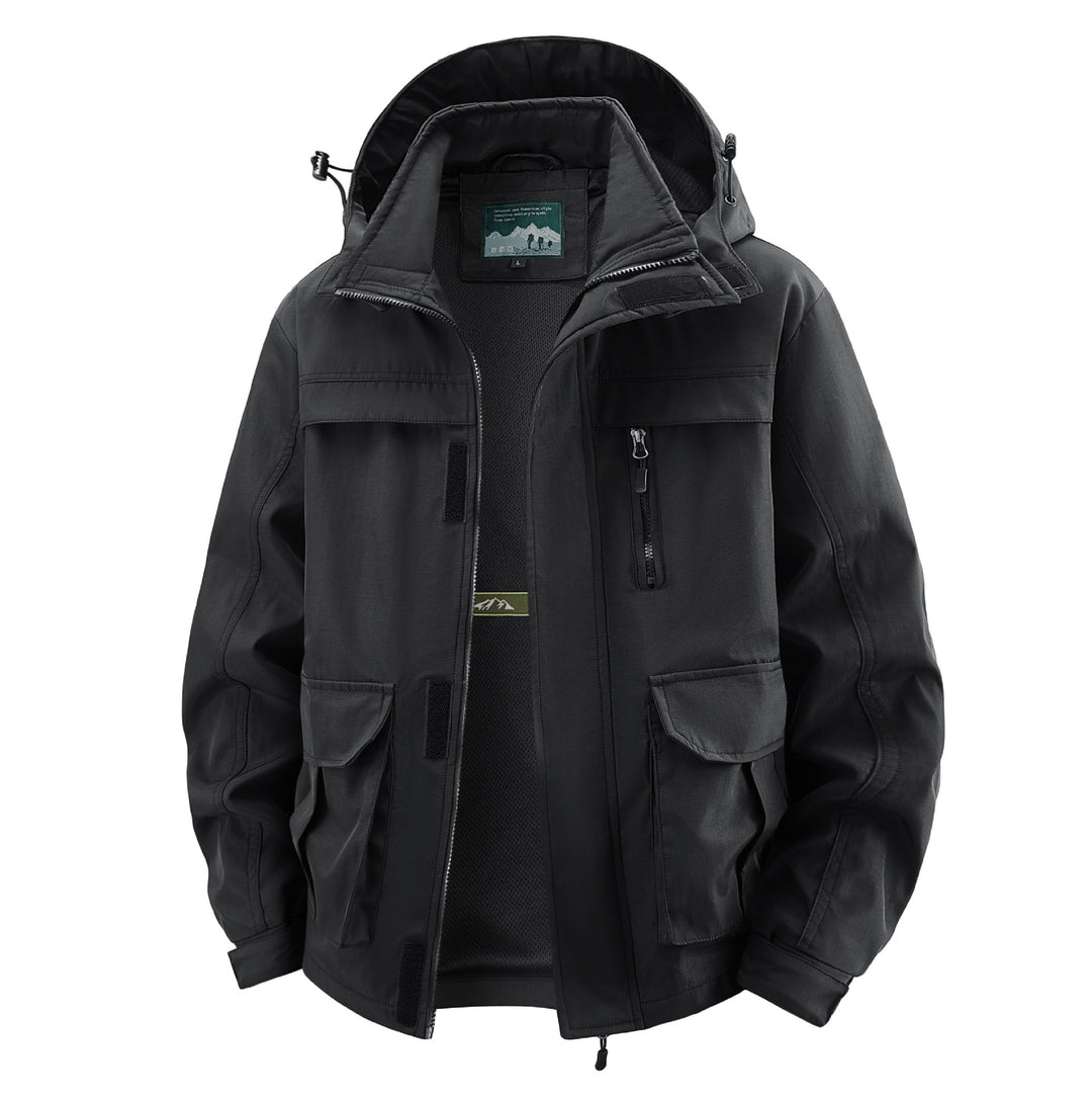 Men's Field Utility Outdoor Jacket with Hood, Multi-Pockets and Mesh Lining Mune Fashion