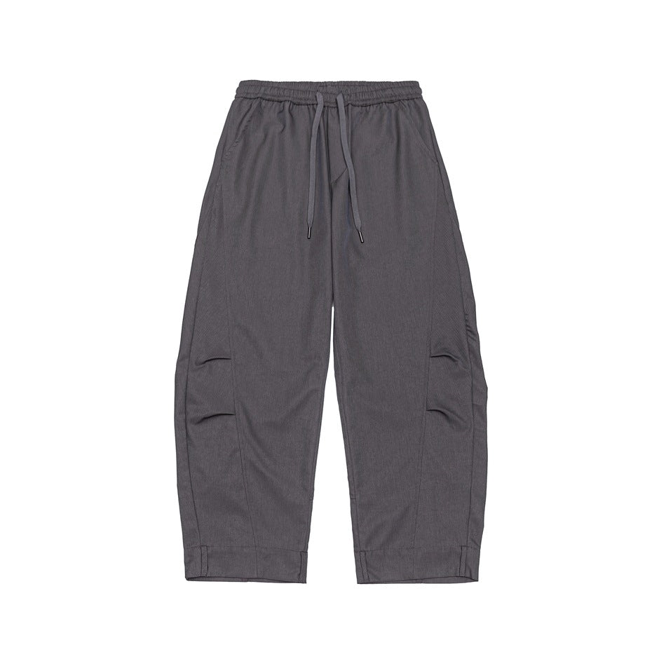 Men's Loose Cropped Cargo Pants with Drawstring and Knee Pleats Mune Fashion