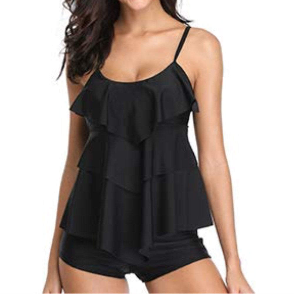Women's Swim Hole Tankini with Layered Ruffle Design Mune Fashion