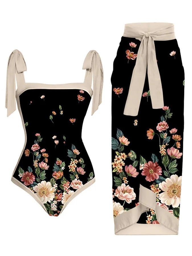 Women's Swimwear Set with Stylish Wrap Skirt Mune Fashion