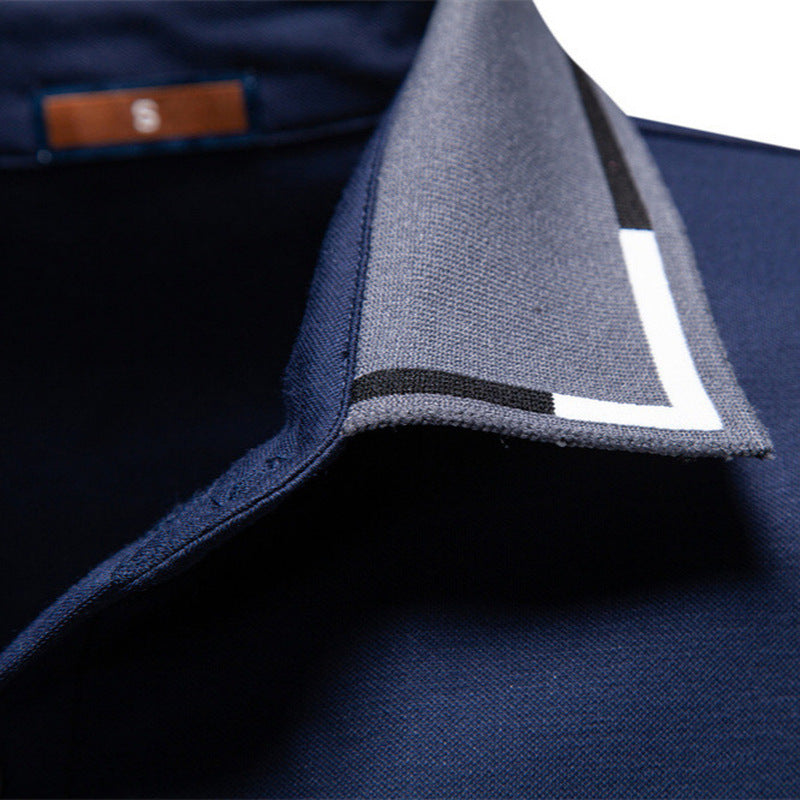 Men's breathable polo shirt made of cotton blend with contrast collar and ribbed sleeve cuffs Mune Fashion