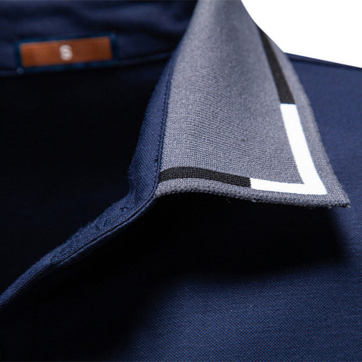 Men's breathable polo shirt made of cotton blend with contrast collar and ribbed sleeve cuffs Mune Fashion