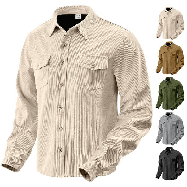 Men's cord shirt jacket made of wide corduroy with flap pockets and shirt collar Mune Fashion