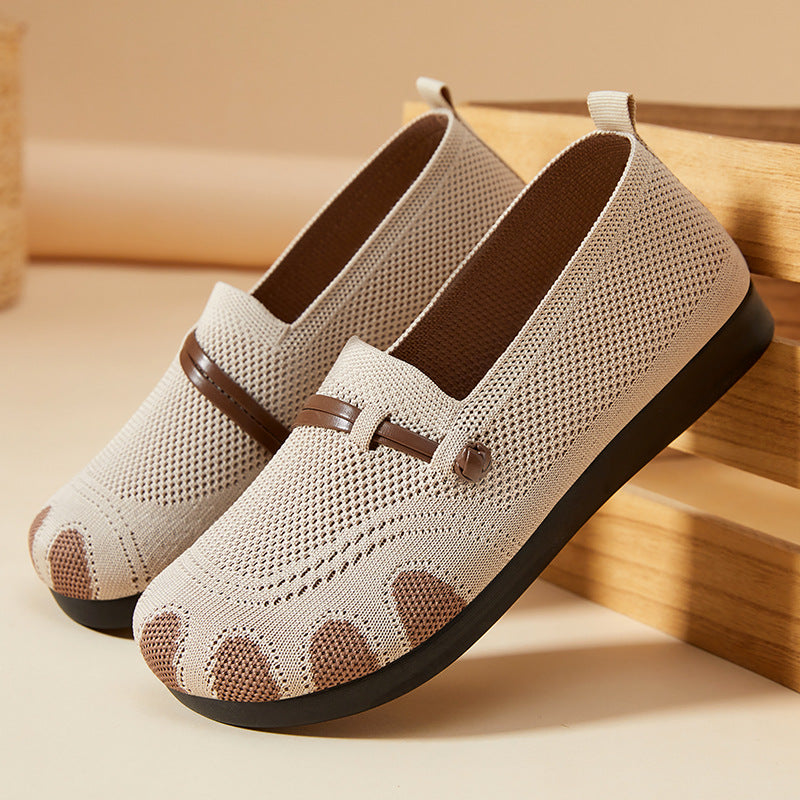 Women's knitted comfort slippers with toe look, elastic entry and shock-absorbing EVA sole Mune Fashion