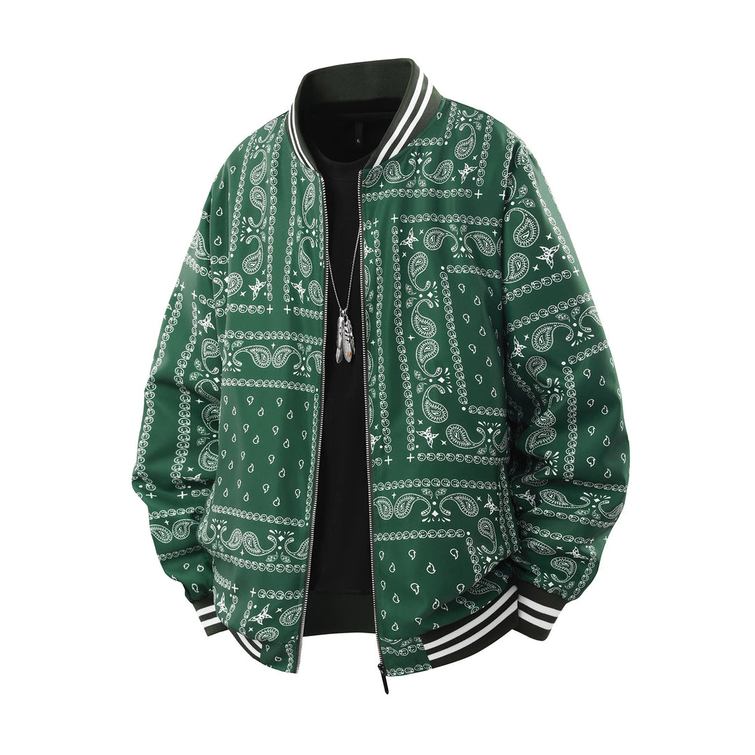 Men's Cool Bomber Jacket with Paisley Pattern Mune Fashion