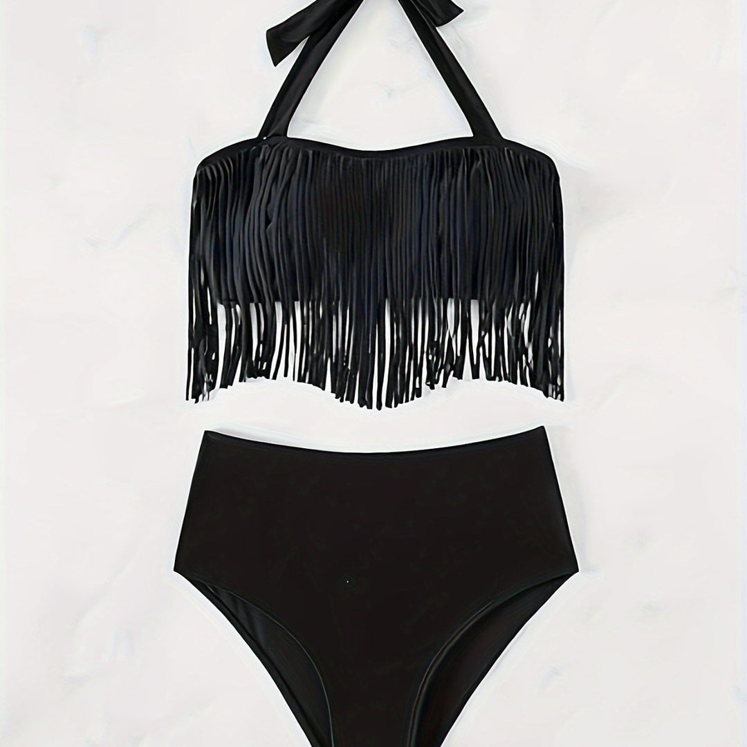Women's bikini set with fringed top and high-waisted bottom Mune Fashion