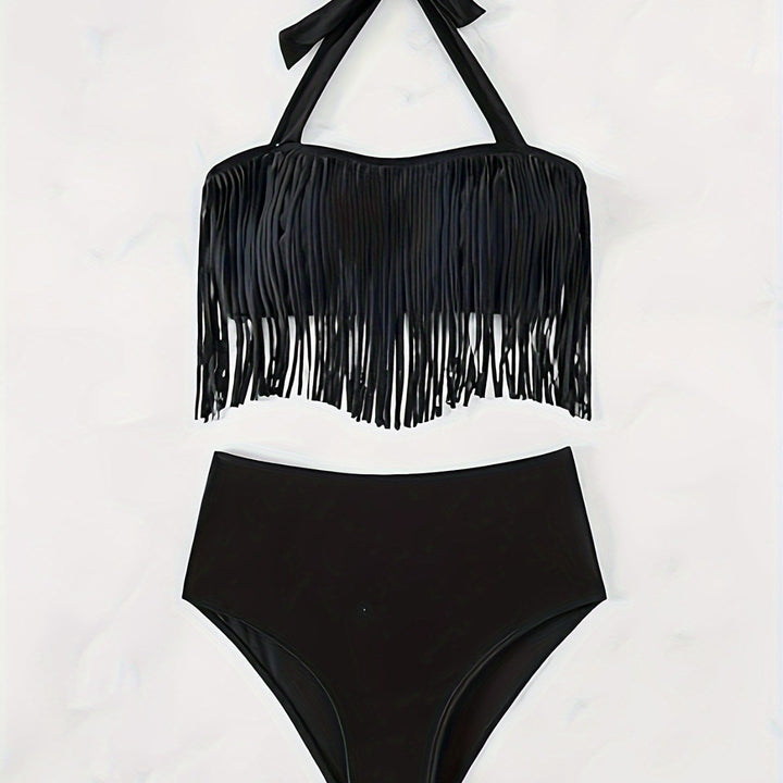 Women's bikini set with fringed top and high-waisted bottom Mune Fashion