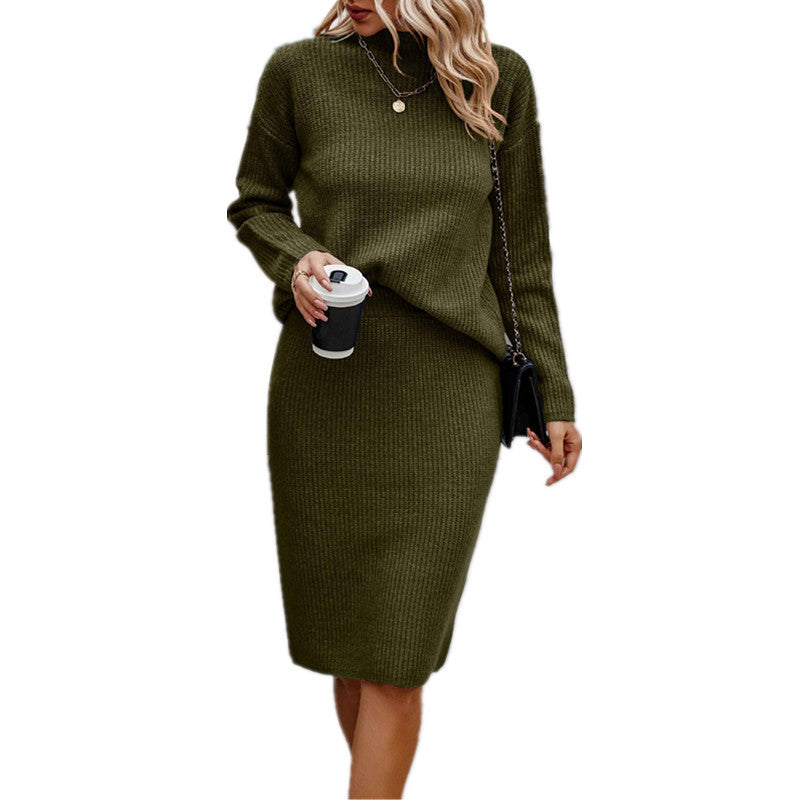 Women's knitted twinset with oversized sweater and knee-length pencil skirt Mune Fashion