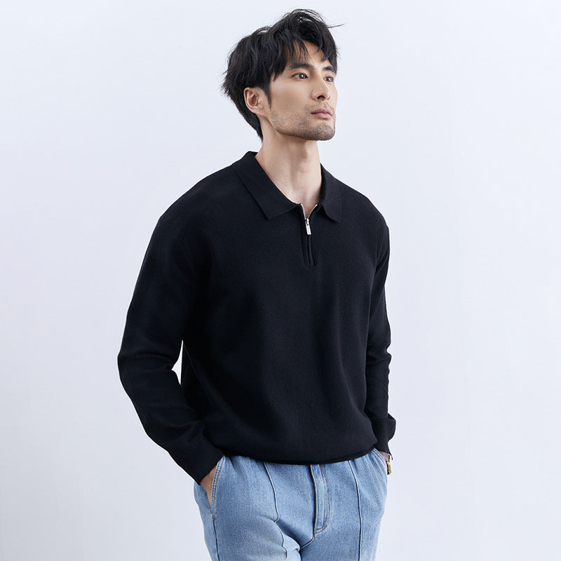 Men's Modern Pullover with Stand-up Collar and Zipper Mune Fashion