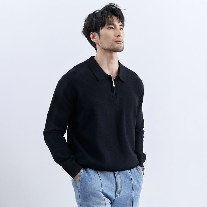 Men's Modern Pullover with Stand-up Collar and Zipper Mune Fashion